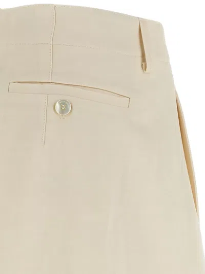 Magda Butrym Pleated Trousers With Belt Loops And Back Pocket In Neutral