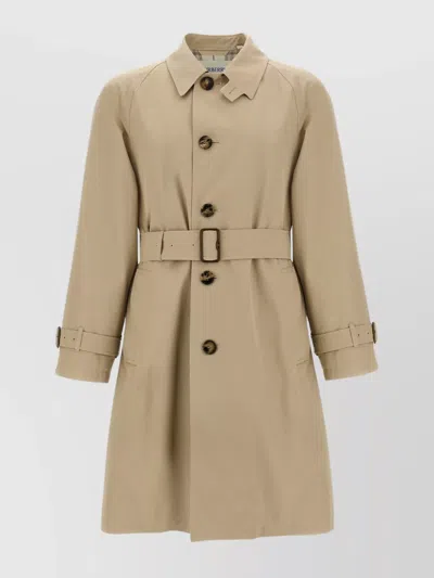 Burberry Gabardine Car Coat With Belt And Buckle In Beige