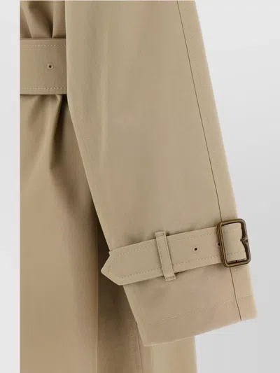 Burberry Gabardine Car Coat With Belt And Buckle In Beige