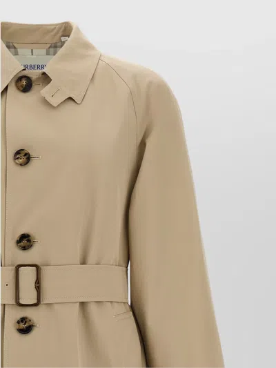 Burberry Gabardine Car Coat With Belt And Buckle In Beige