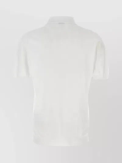 Kiton Textured Polo Shirt With Collar And Short Sleeves In White