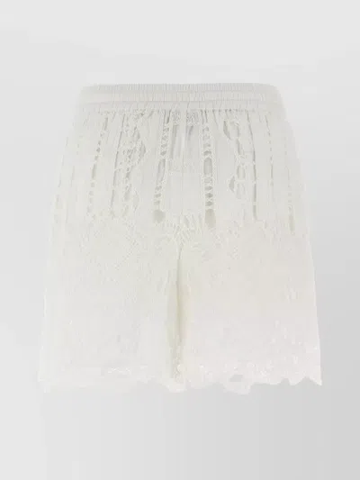 Pinko Elastic Waistband Macramé Lace Shorts