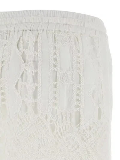 Pinko Elastic Waistband Macramé Lace Shorts