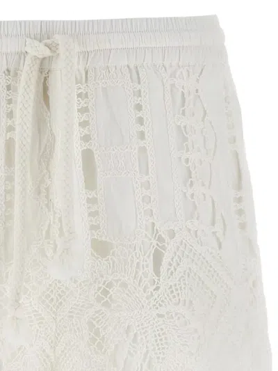 Pinko Elastic Waistband Macramé Lace Shorts