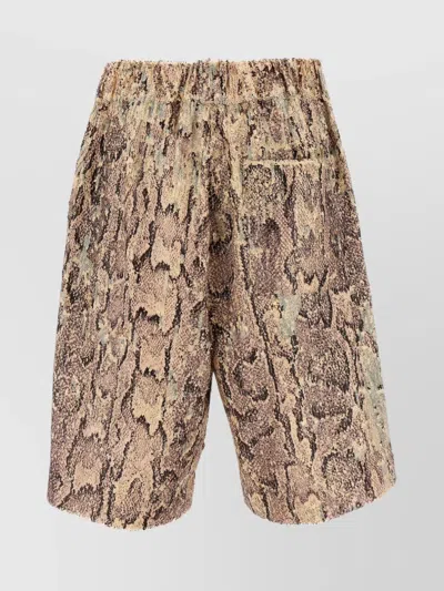 Dries Van Noten Bermuda Shorts With Animal Print And Elastic Waistband