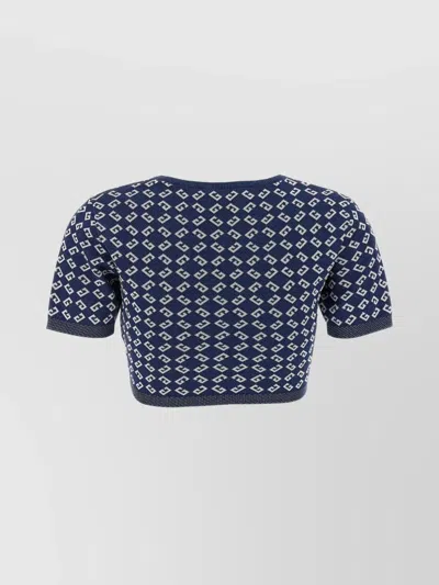 Givenchy Short Sleeve Crew Neck Geometric Pattern Top