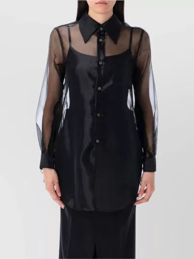 Comme Des Garçons Layered Wool Mesh And Tulle Shirt