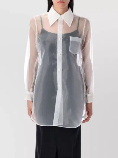 Comme Des Garçons Layered Wool Mesh And Tulle Shirt