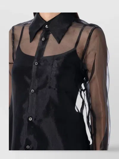 Comme Des Garçons Layered Wool Mesh And Tulle Shirt