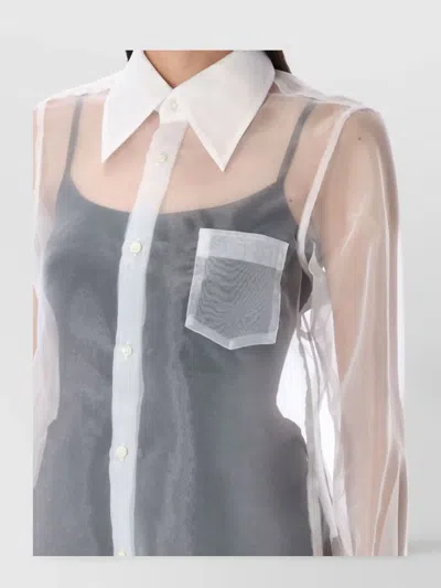 Comme Des Garçons Layered Wool Mesh And Tulle Shirt