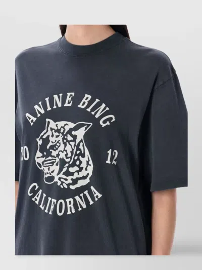 Anine Bing Avi Tee Collegiate Leopard In Grey