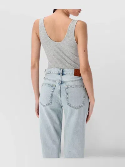 Anine Bing Ribbed Bodysuit Scoop Back In Blue