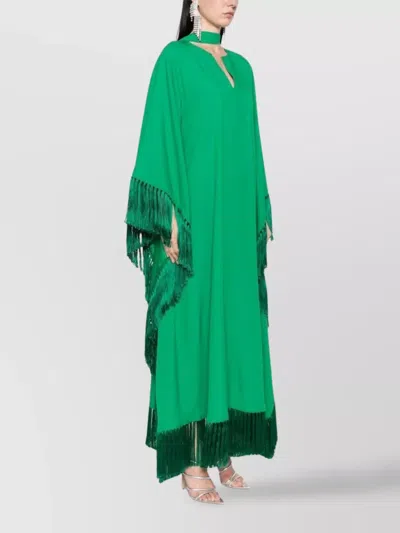 Taller Marmo Long Kaftan With Fringed Edge And Attached Scarf