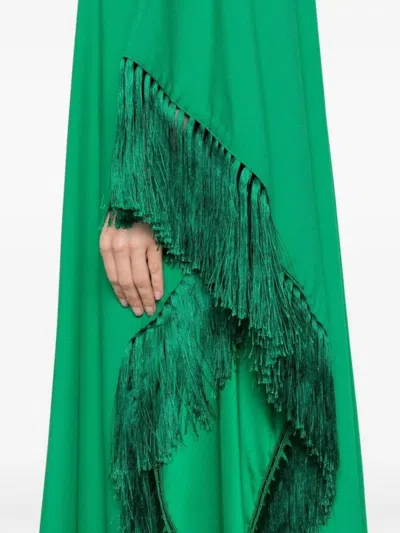 Taller Marmo Long Kaftan With Fringed Edge And Attached Scarf