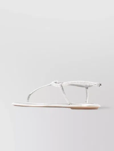 René Caovilla Strass T-strap Thong Sandals In Metallic