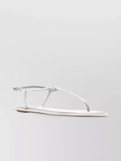 René Caovilla Strass T-strap Thong Sandals In Metallic