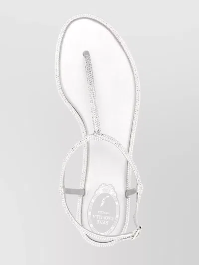 René Caovilla Strass T-strap Thong Sandals In Metallic