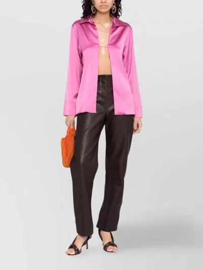 Jacquemus Gold Toned Logo Link Satin Shirt In Pink