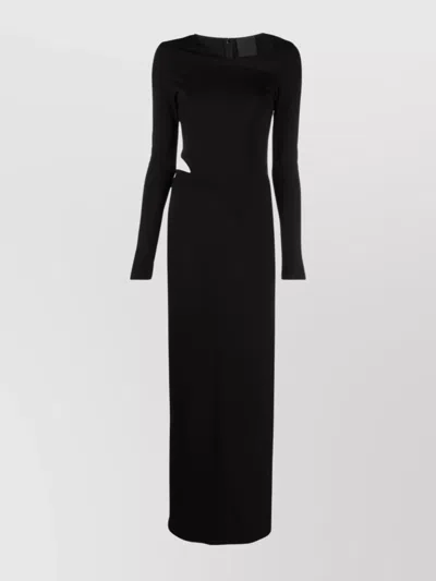 Givenchy One Shoulder Long Sleeve Dress With Slit In Black