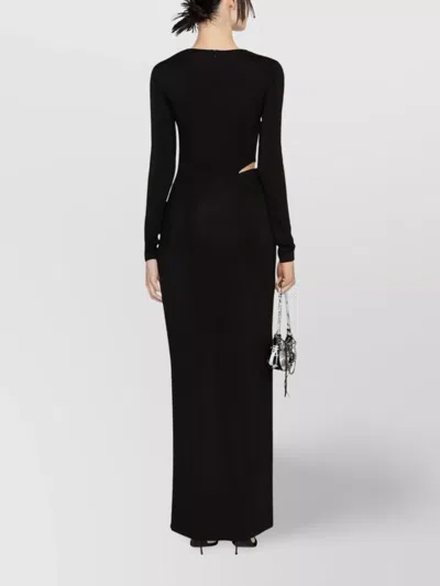 Givenchy One Shoulder Long Sleeve Dress With Slit In Black