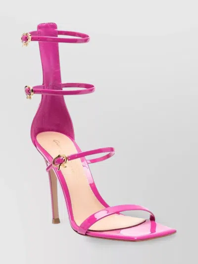 Gianvito Rossi Ribbon Uptown Patent High Heel Sandals In Purple