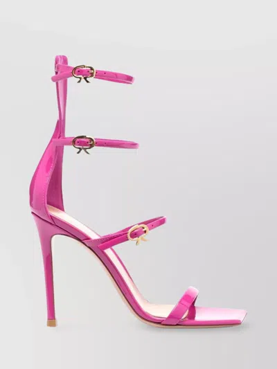 Gianvito Rossi Ribbon Uptown Patent High Heel Sandals In Purple