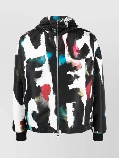 Alexander Mcqueen Graffiti Logo Printed Nylon Jacket In Multicolor