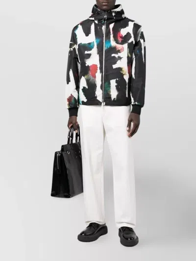 Alexander Mcqueen Graffiti Logo Printed Nylon Jacket In Multicolor