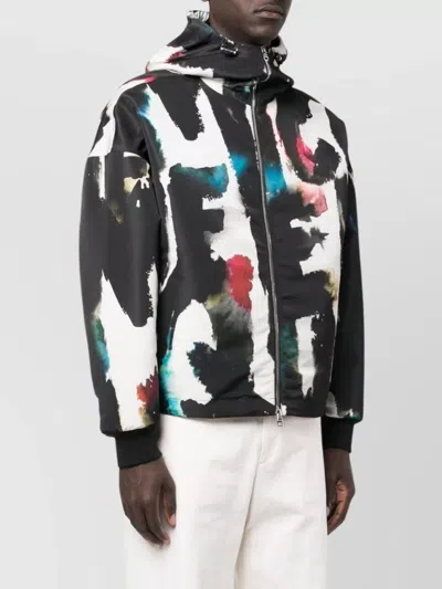 Alexander Mcqueen Graffiti Logo Printed Nylon Jacket In Multicolor