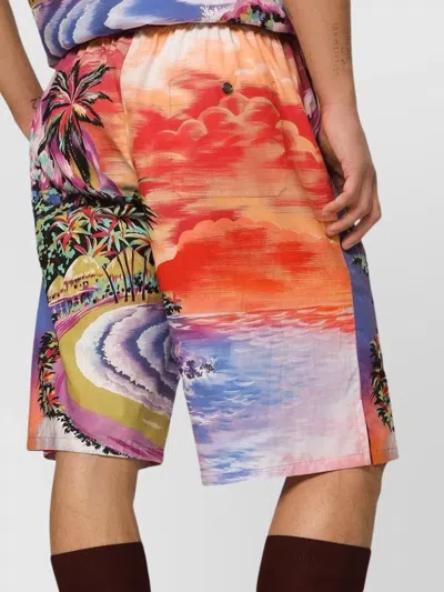 Dolce & Gabbana Silk Bermuda Shorts With Hawaian Print In Multi