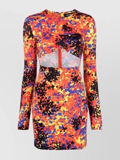 Dsquared2 Short Dress With Cut-out Design And Long Sleeves