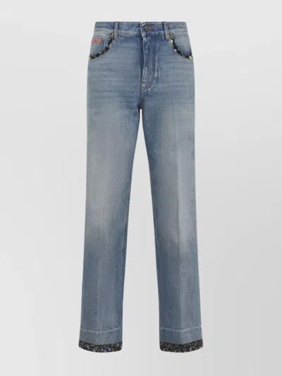 Valentino High Rise Viscose Straight Jeans