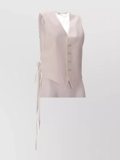 Ann Demeulemeester Waistcoat With Embroidered Lace Detailing And Tie Waist