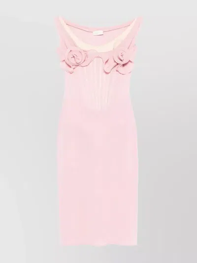 Magda Butrym Pink Floral Bustier Midi Dress