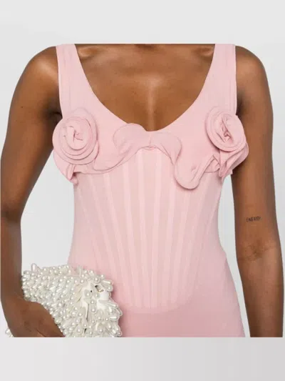 Magda Butrym Pink Floral Bustier Midi Dress