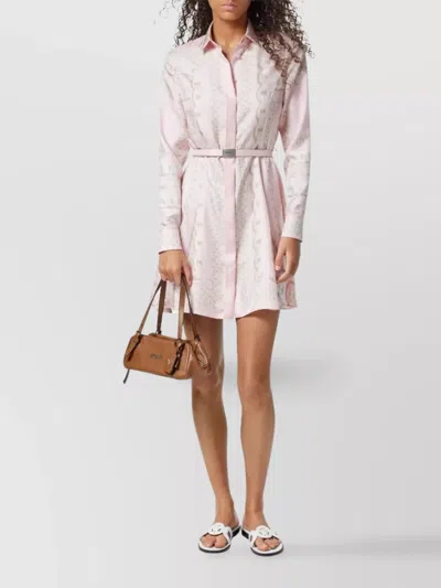 Versace Short Dress With Print In Neutrals