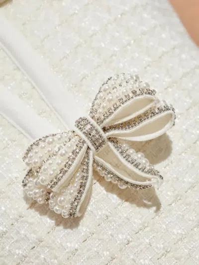 Self-portrait Dress Woman In Beige Acrylic In White