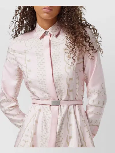 Versace Short Dress With Print In Neutrals