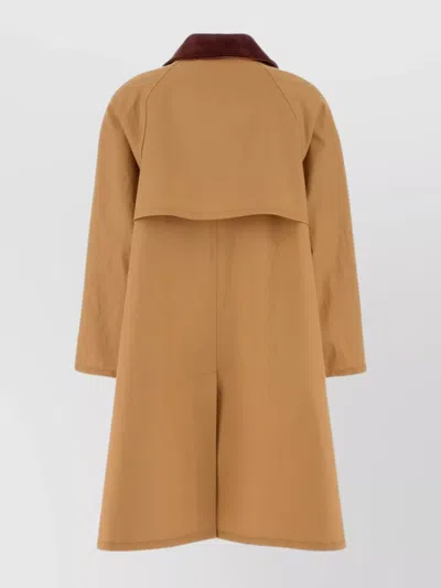 Prada Camel Cotton Overcoat In Brown