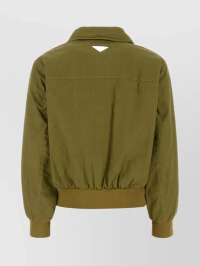 Prada Giubbino In Cotone Verde Miliare Donna