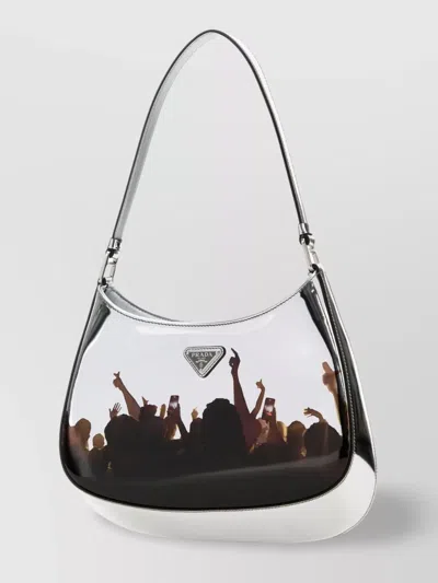 Prada Borsa A Spalla Cleo In Pelle Argento Donna In Silver