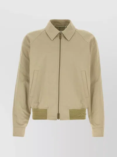 Burberry Cotton Jacket With Collar And Pockets In Skylark
