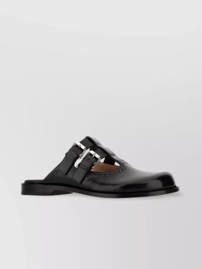 Loewe Campo Leather Mary Jane Mules In Black