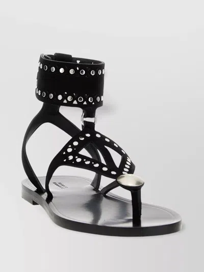 Isabel Marant Black Leather Flip-flop Sandals