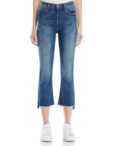 Shop Mother Insider Crop Step Fray Jeans In Not Rough Enough In Blue