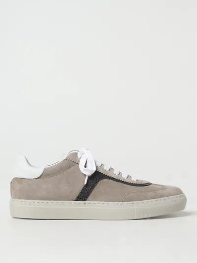 Brunello Cucinelli Suede Calf Sneakers In Grey In Gray