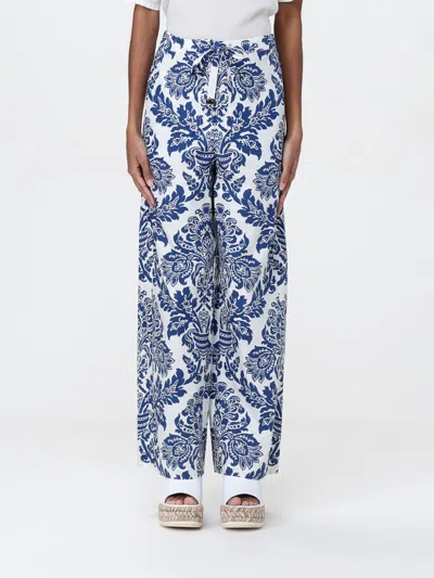 S Max Mara Trousers Cotton All-over Print In Royal Blue