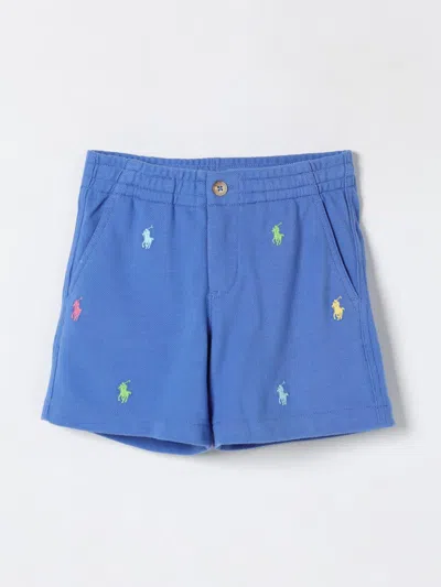 Polo Ralph Lauren Boy's Shorts W/ Embroidered Ponies In Blau
