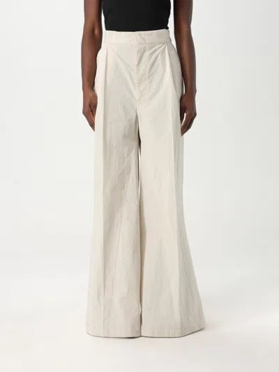 Maison Margiela Wide-leg Pleated Cotton Blend Trousers In Beige