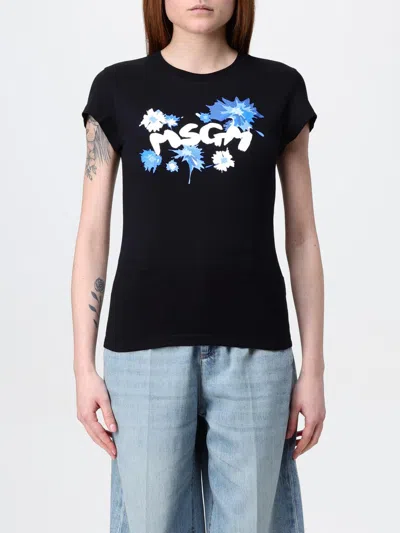 Msgm Logo-print T-shirt In Schwarz